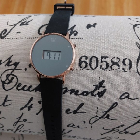 INC International Concepts Black Rose Gold Digital Watch - Picture 1 of 8